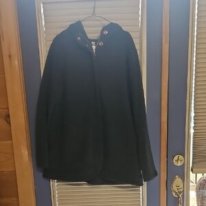 Classic Black Hooded Coat - Womans Jacket